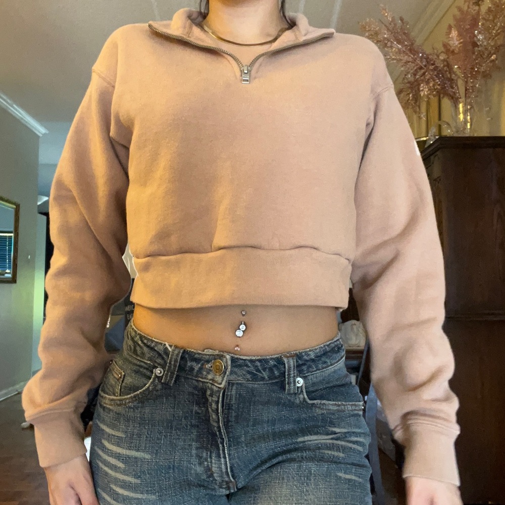 TNA Quarter Zip Cropped Sweater